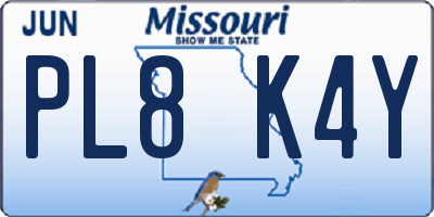 MO license plate PL8K4Y