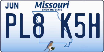 MO license plate PL8K5H
