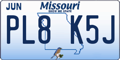 MO license plate PL8K5J