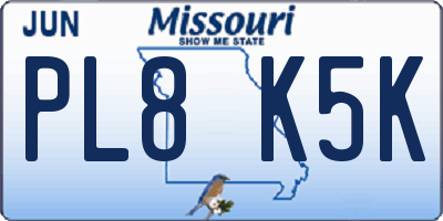 MO license plate PL8K5K