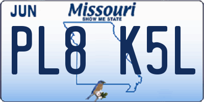 MO license plate PL8K5L