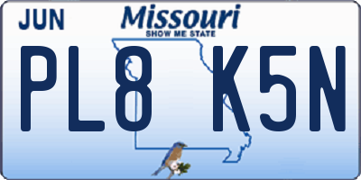 MO license plate PL8K5N