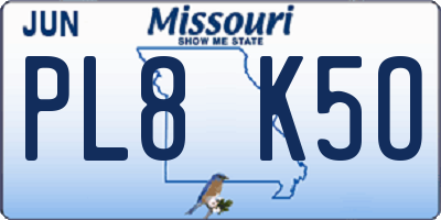 MO license plate PL8K5O