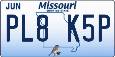 MO license plate PL8K5P