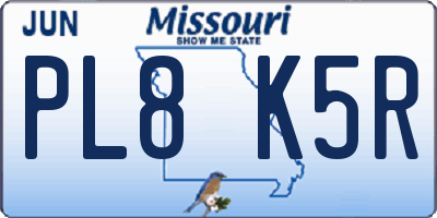 MO license plate PL8K5R