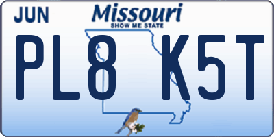 MO license plate PL8K5T