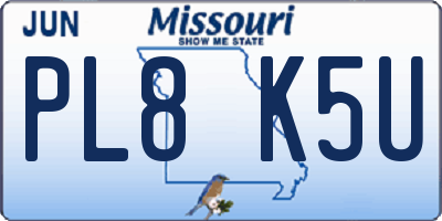 MO license plate PL8K5U