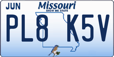 MO license plate PL8K5V