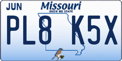 MO license plate PL8K5X