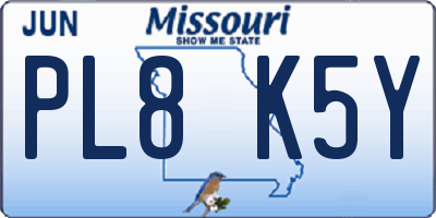 MO license plate PL8K5Y
