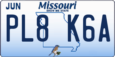 MO license plate PL8K6A