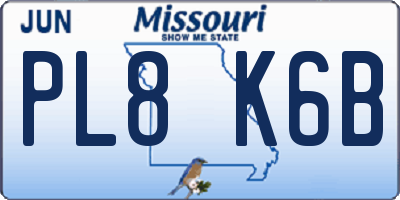 MO license plate PL8K6B