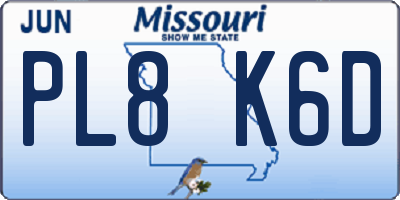 MO license plate PL8K6D