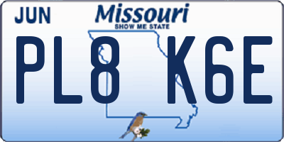 MO license plate PL8K6E