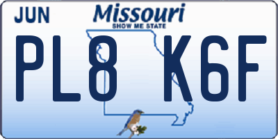 MO license plate PL8K6F