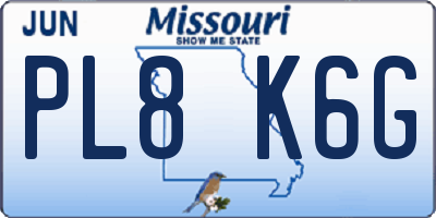 MO license plate PL8K6G