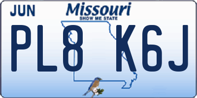 MO license plate PL8K6J