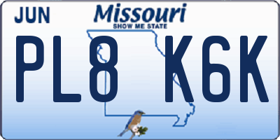 MO license plate PL8K6K