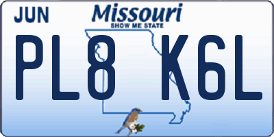 MO license plate PL8K6L