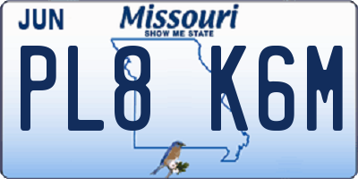 MO license plate PL8K6M