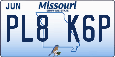 MO license plate PL8K6P