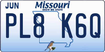 MO license plate PL8K6Q