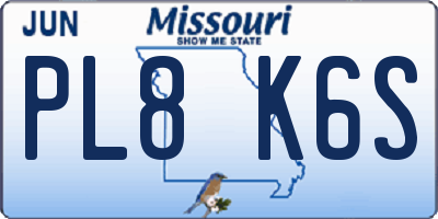 MO license plate PL8K6S
