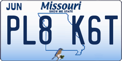 MO license plate PL8K6T