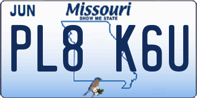 MO license plate PL8K6U