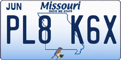 MO license plate PL8K6X