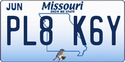 MO license plate PL8K6Y