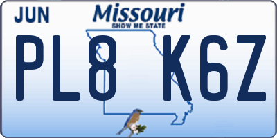 MO license plate PL8K6Z