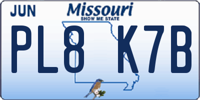 MO license plate PL8K7B