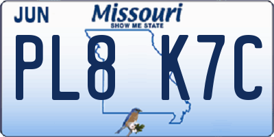MO license plate PL8K7C
