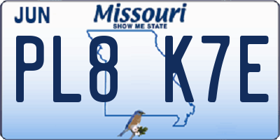 MO license plate PL8K7E