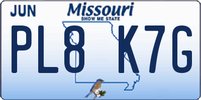 MO license plate PL8K7G