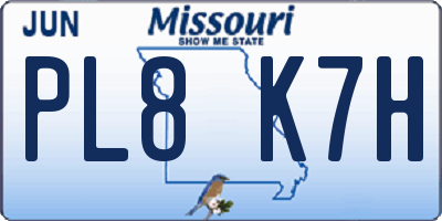 MO license plate PL8K7H