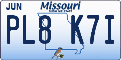 MO license plate PL8K7I
