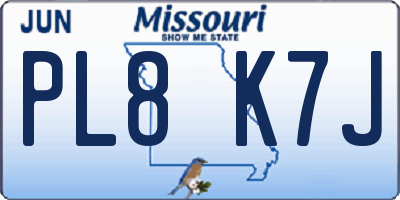 MO license plate PL8K7J
