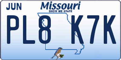 MO license plate PL8K7K