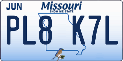 MO license plate PL8K7L