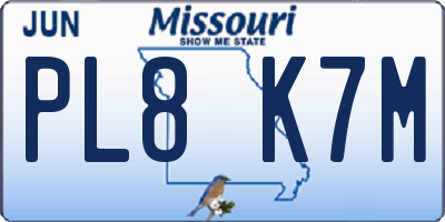 MO license plate PL8K7M