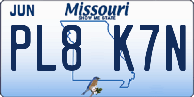 MO license plate PL8K7N