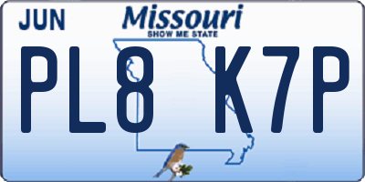 MO license plate PL8K7P