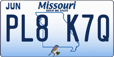 MO license plate PL8K7Q