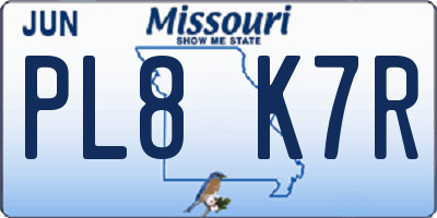 MO license plate PL8K7R