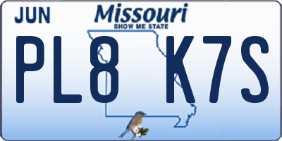 MO license plate PL8K7S