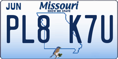 MO license plate PL8K7U