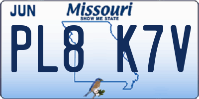 MO license plate PL8K7V