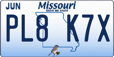 MO license plate PL8K7X